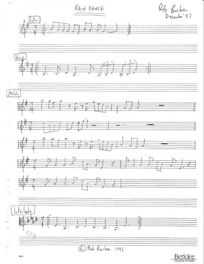 Sheet music for Rain Dance